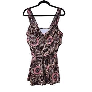 Brown Mandala One Piece Swimsuit Womens Size 4XL - NEW